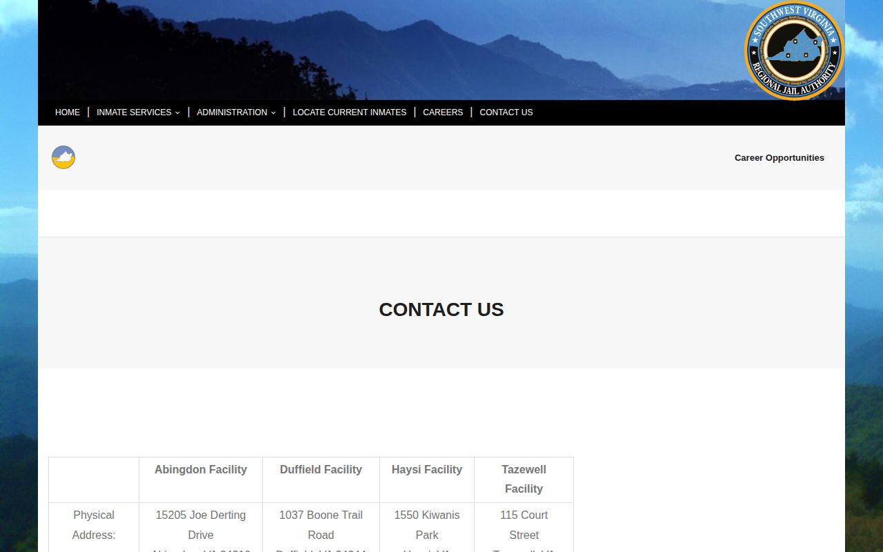 SWVRJA Duffield Facility and regional release contact table