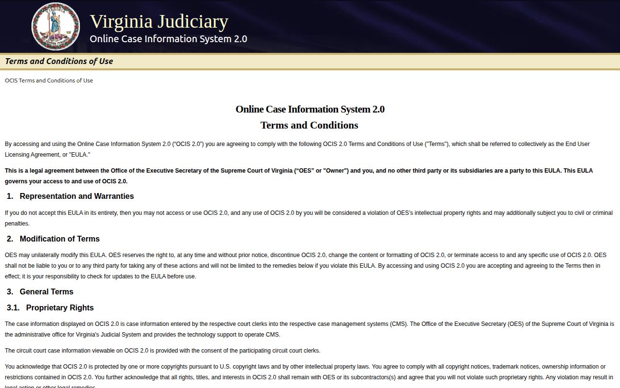 Virginia online court case search portal for selecting Washington County courts